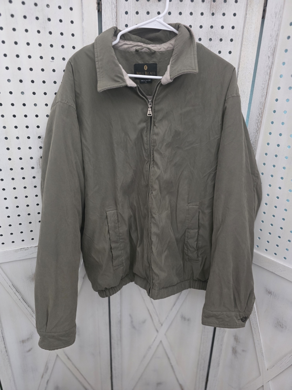 Bill Blass Olive Green Zip Bomber Jacket Size Xl